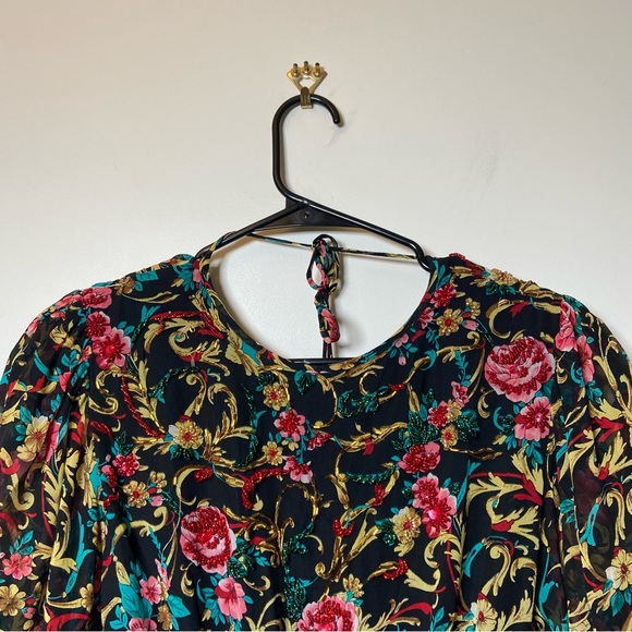 Diane Freis Silk Vintge 80s Boho Ruffle Dress - Picture 3 of 9